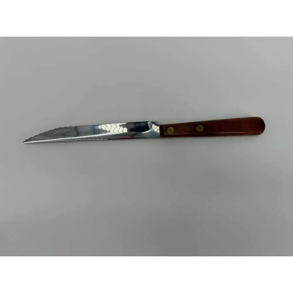 Ruhmaster 12 Steak Knives Set Stainless Steel Serrated Wood Handle
